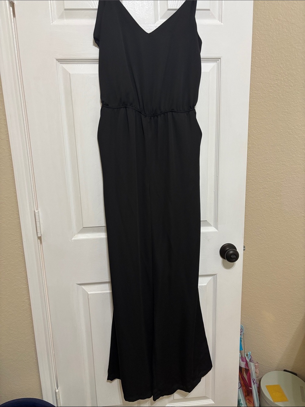 Tyche Black V-Neck Jumpsuit with open cross back